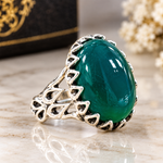 Naurin 925 Silver Green Stone Statement Ring