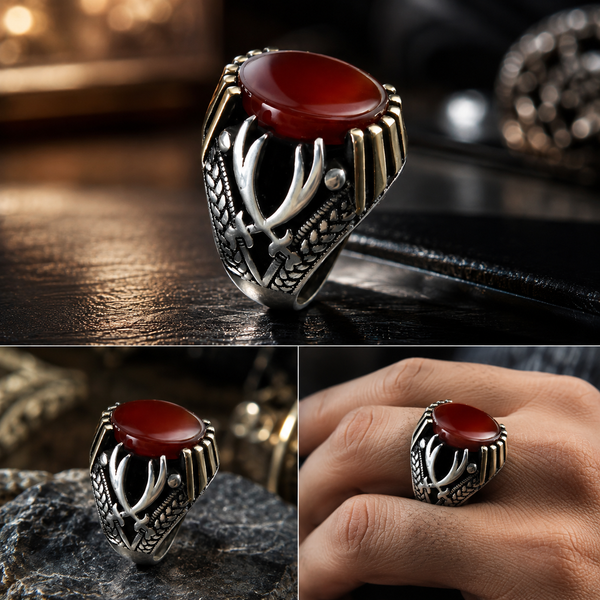Irani Aqiqe Men’s Ring– 925 Sterling Silver Handmade 100% orginal natural Stone Ring