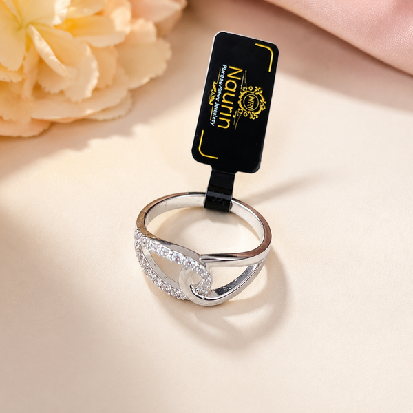 Naurin Blue/white Blossom 925 Silver Ring