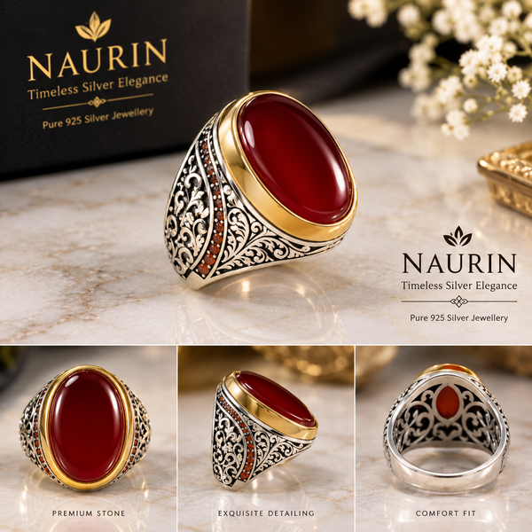Agate irani-Aqiqe Men’s Ring– pure-925 -Sterling Silver Handmade 100% original naturalStone Ring