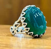 Naurin 925 Silver Green Stone Statement Ring