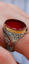 Agate irani-Aqiqe Men’s Ring– pure-925 -Sterling Silver Handmade 100% original naturalStone Ring