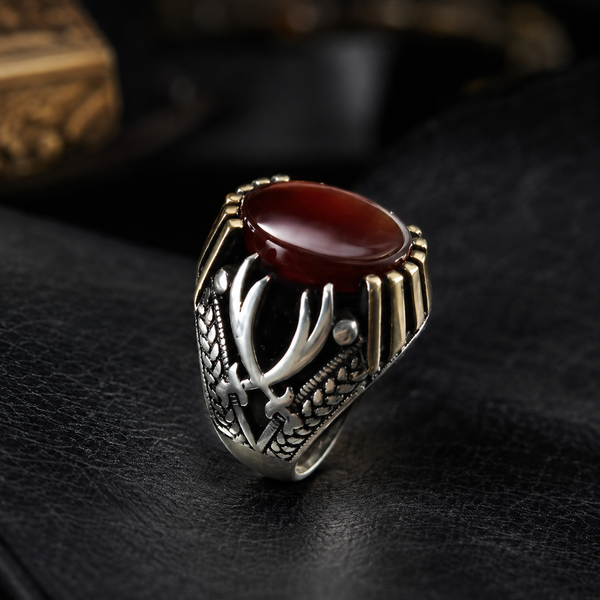 Irani Aqiqe Men’s Ring– 925 Sterling Silver Handmade 100% orginal natural Stone Ring
