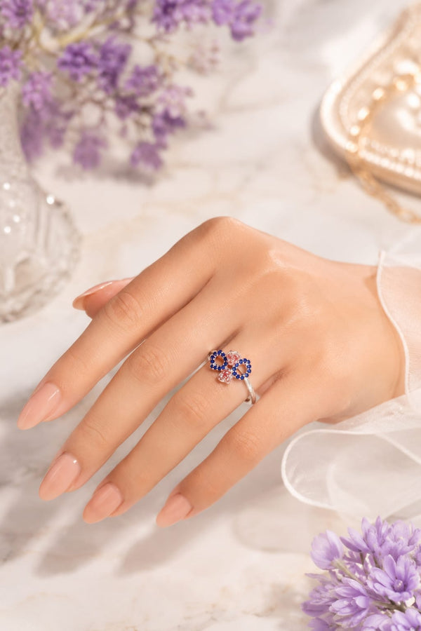 Naurin 925 Sterling Silver Blue RoseRing for Women | Tarnish Resistant