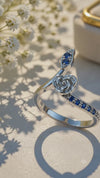 Elegant Blue Sapphire Rose 925 Silver Ring