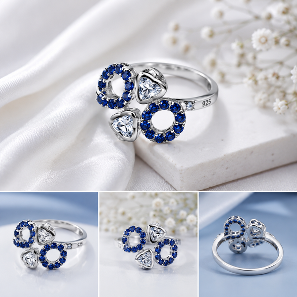 Naurin 925 Sterling Silver Blue RoseRing for Women | Tarnish Resistant