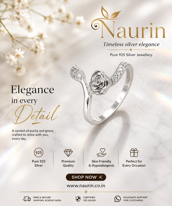 Elegant Blue Sapphire Rose 925 Silver Ring