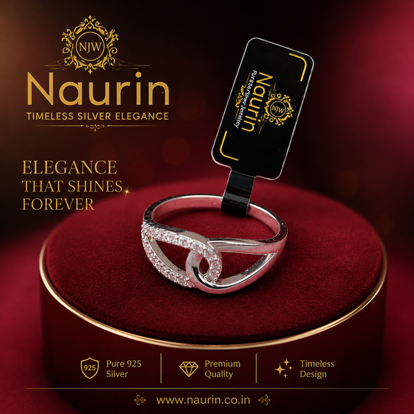 Naurin Blue/white Blossom 925 Silver Ring
