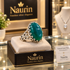 Naurin 925 Silver Green Stone Statement Ring
