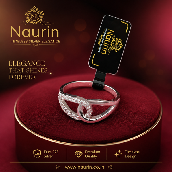 Naurin Blue/white Blossom 925 Silver Ring
