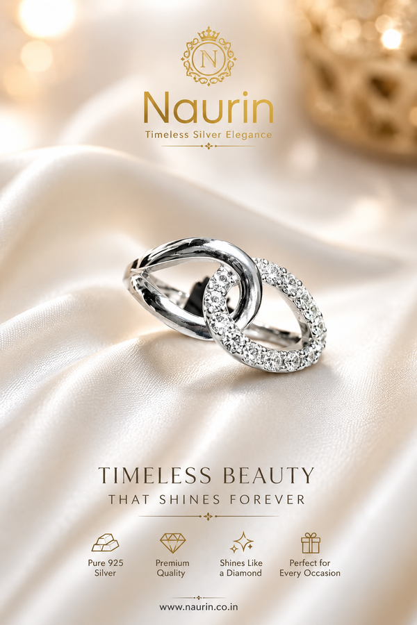 Naurin Blue/white Blossom 925 Silver Ring