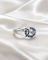 Naurin Blue/white Blossom 925 Silver Ring