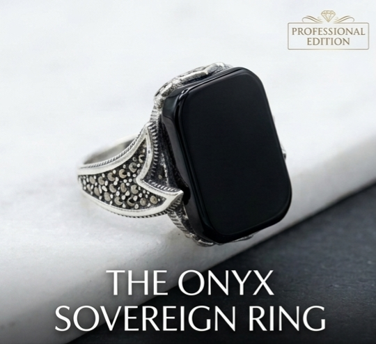 100%natural Black Stone Ring – Premium 925 Silver Ring