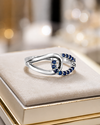 Naurin Blue/white Blossom 925 Silver Ring